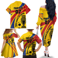 Colombia Football Custom Family Matching Off The Shoulder Long Sleeve Dress and Hawaiian Shirt Todos Somos Colombia - Wonder Print Shop