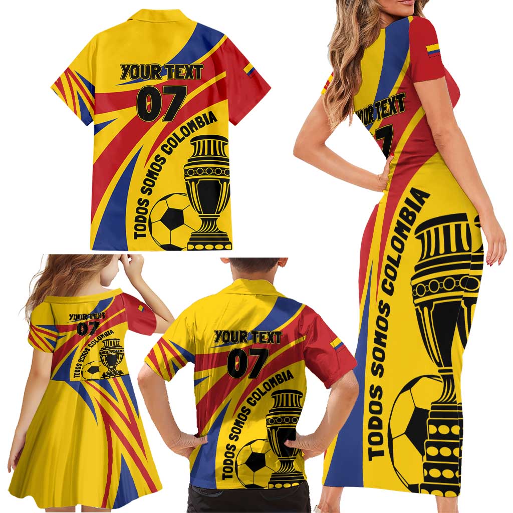 Colombia Football Custom Family Matching Short Sleeve Bodycon Dress and Hawaiian Shirt Todos Somos Colombia - Wonder Print Shop