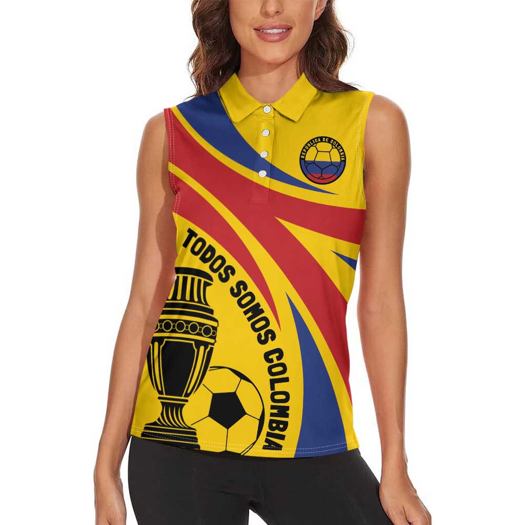 Colombia Football Custom Women Sleeveless Polo Shirt Todos Somos Colombia - Wonder Print Shop