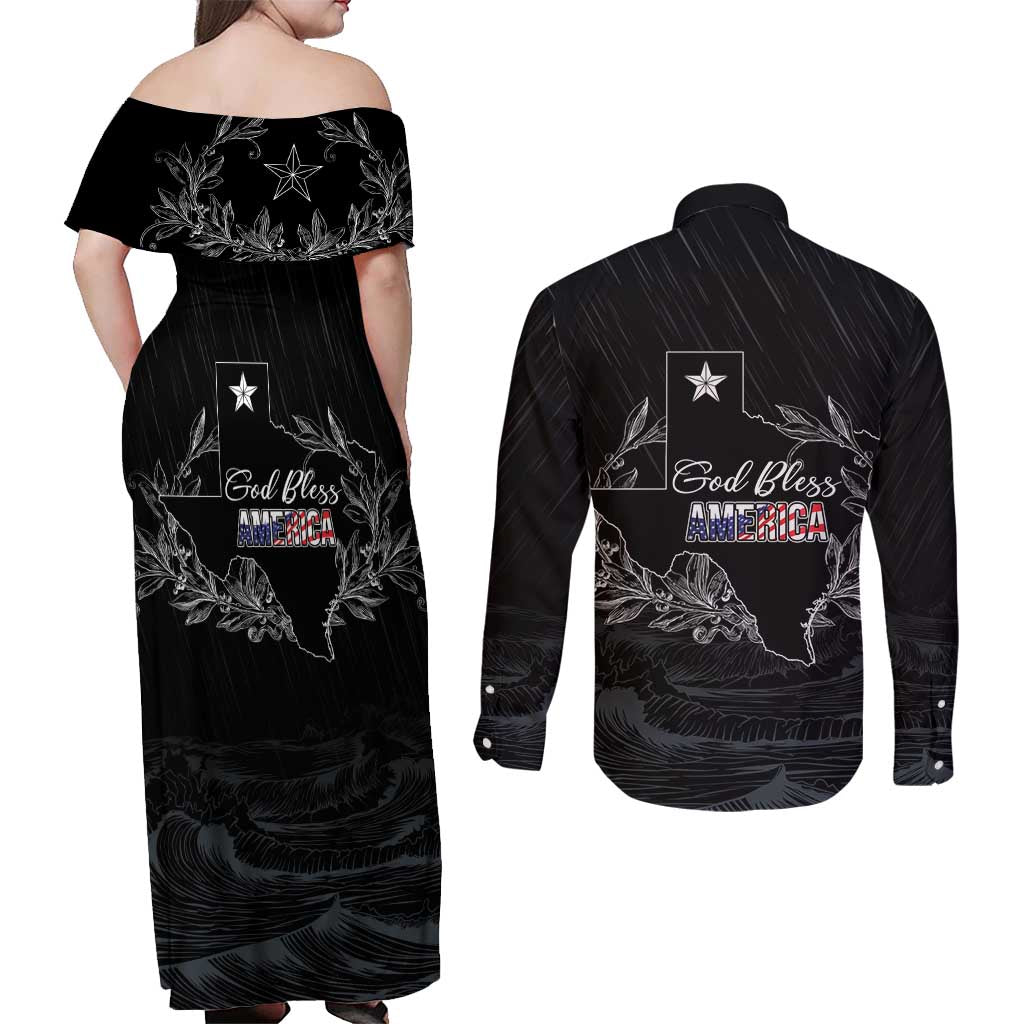 Pray for Texas Hill Country Couples Matching Off Shoulder Maxi Dress and Long Sleeve Button Shirt - Wonder Print Shop