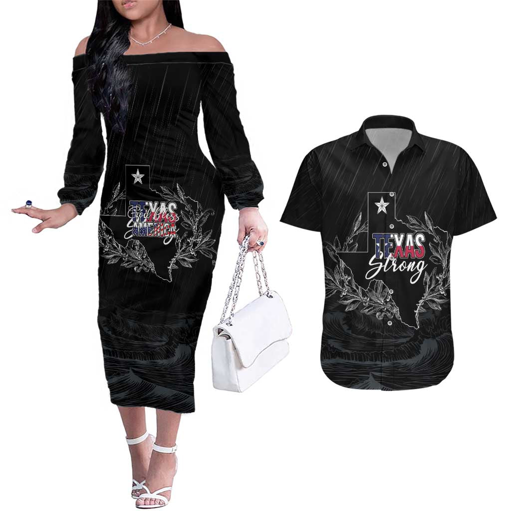 Pray for Texas Hill Country Couples Matching Off The Shoulder Long Sleeve Dress and Hawaiian Shirt - Wonder Print Shop