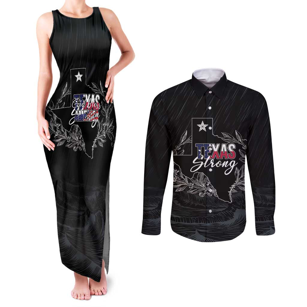 Pray for Texas Hill Country Couples Matching Tank Maxi Dress and Long Sleeve Button Shirt - Wonder Print Shop