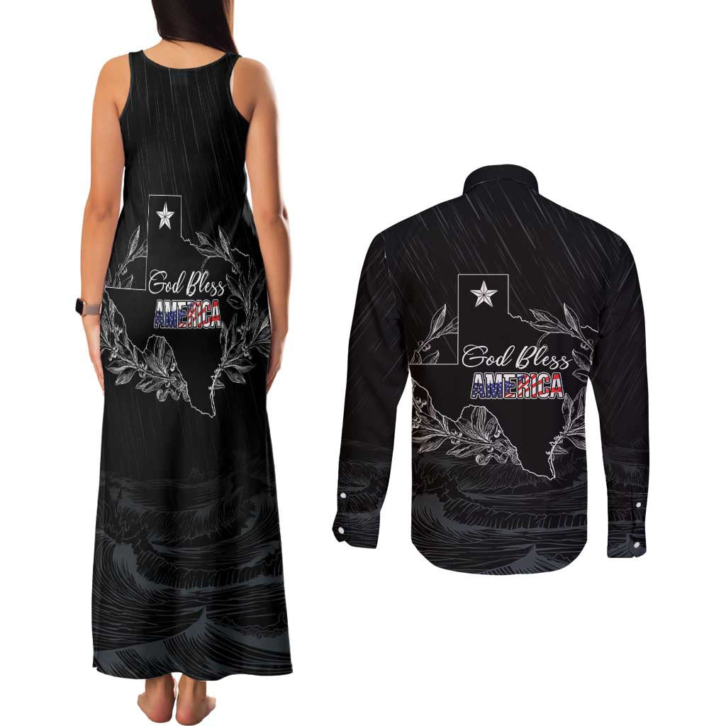 Pray for Texas Hill Country Couples Matching Tank Maxi Dress and Long Sleeve Button Shirt - Wonder Print Shop