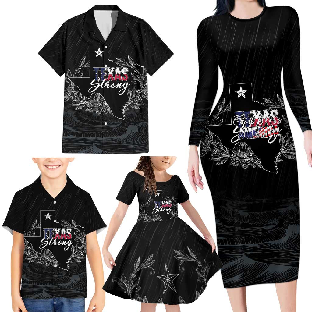 Pray for Texas Hill Country Family Matching Long Sleeve Bodycon Dress and Hawaiian Shirt - Wonder Print Shop