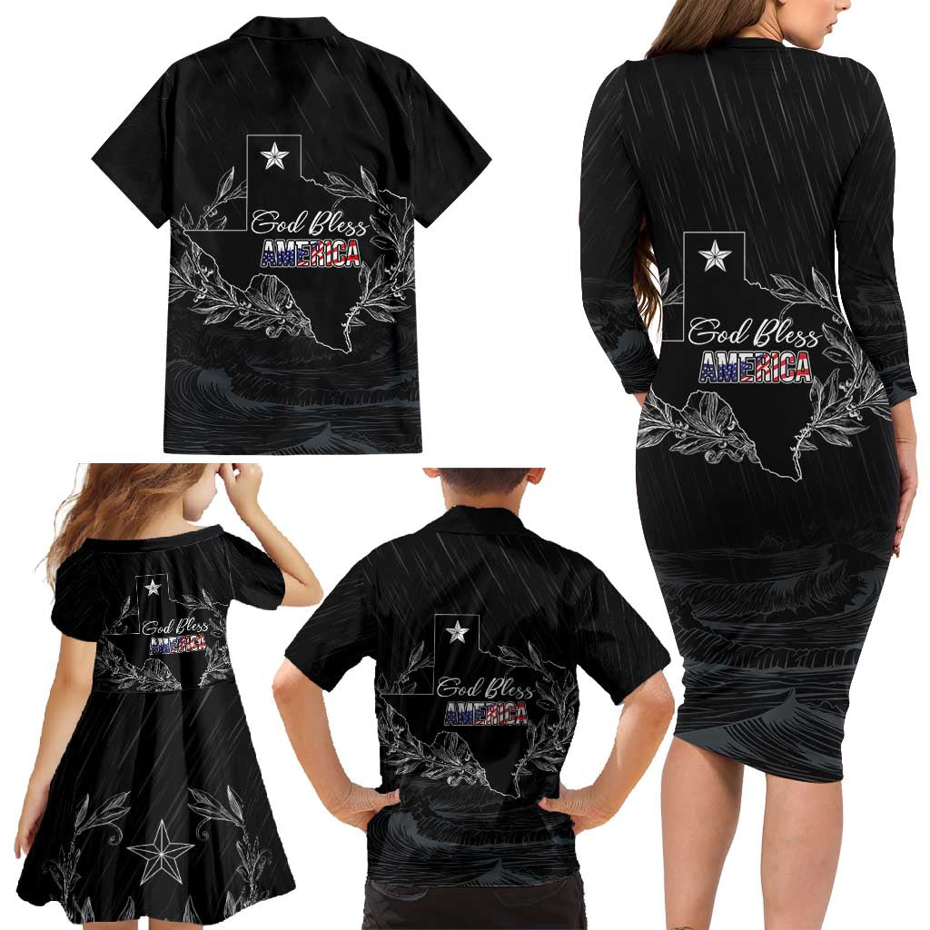 Pray for Texas Hill Country Family Matching Long Sleeve Bodycon Dress and Hawaiian Shirt - Wonder Print Shop
