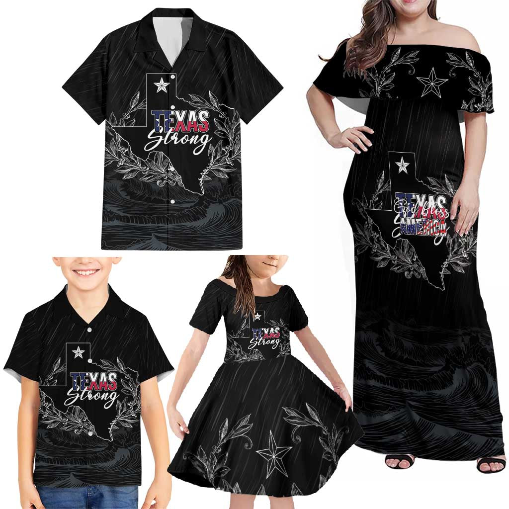 Pray for Texas Hill Country Family Matching Off Shoulder Maxi Dress and Hawaiian Shirt - Wonder Print Shop