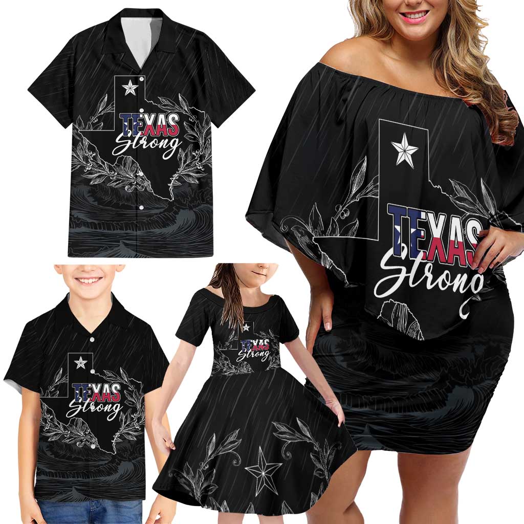 Pray for Texas Hill Country Family Matching Off Shoulder Short Dress and Hawaiian Shirt - Wonder Print Shop