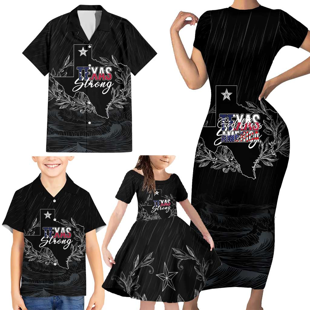 Pray for Texas Hill Country Family Matching Short Sleeve Bodycon Dress and Hawaiian Shirt - Wonder Print Shop