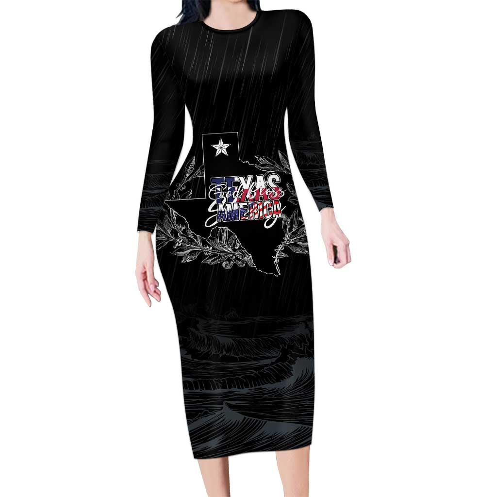 Pray for Texas Hill Country Long Sleeve Bodycon Dress - Wonder Print Shop