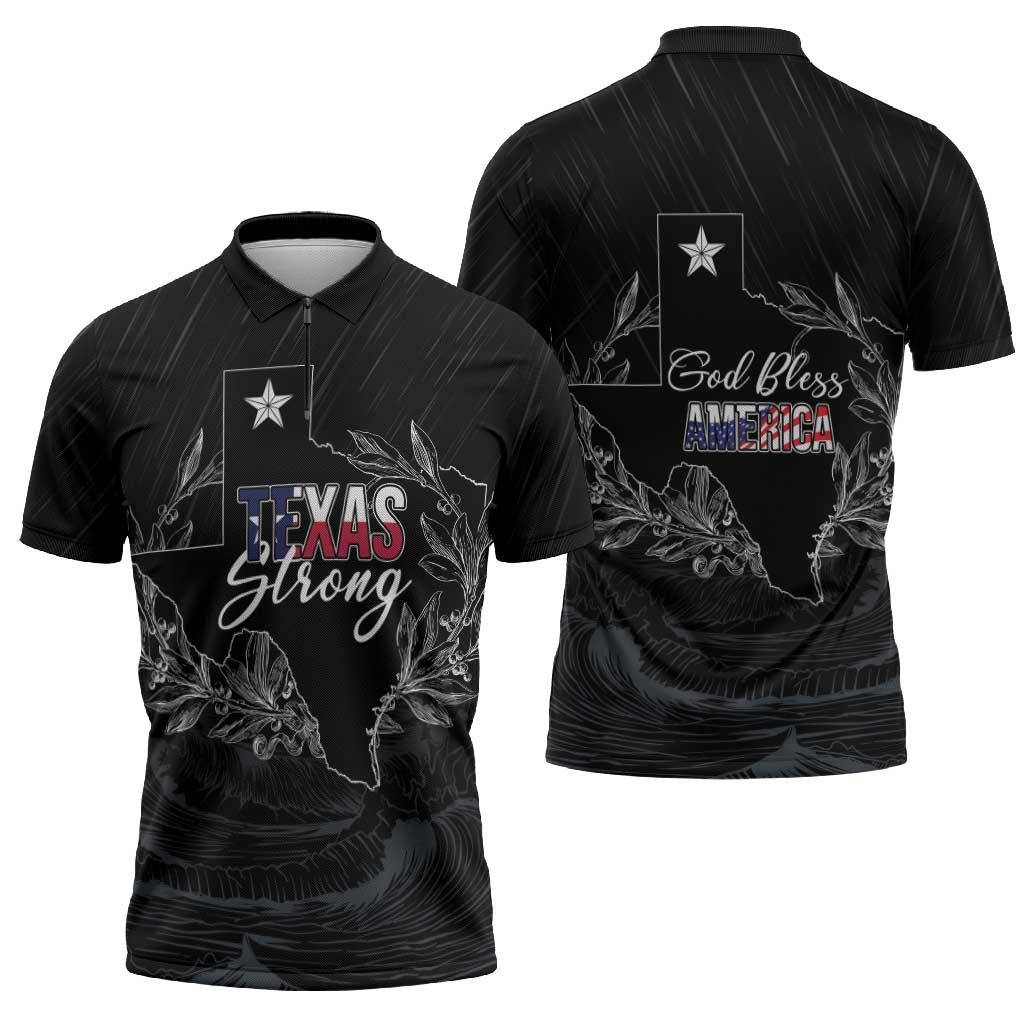 Pray for Texas Hill Country Zipper Polo Shirt - Wonder Print Shop