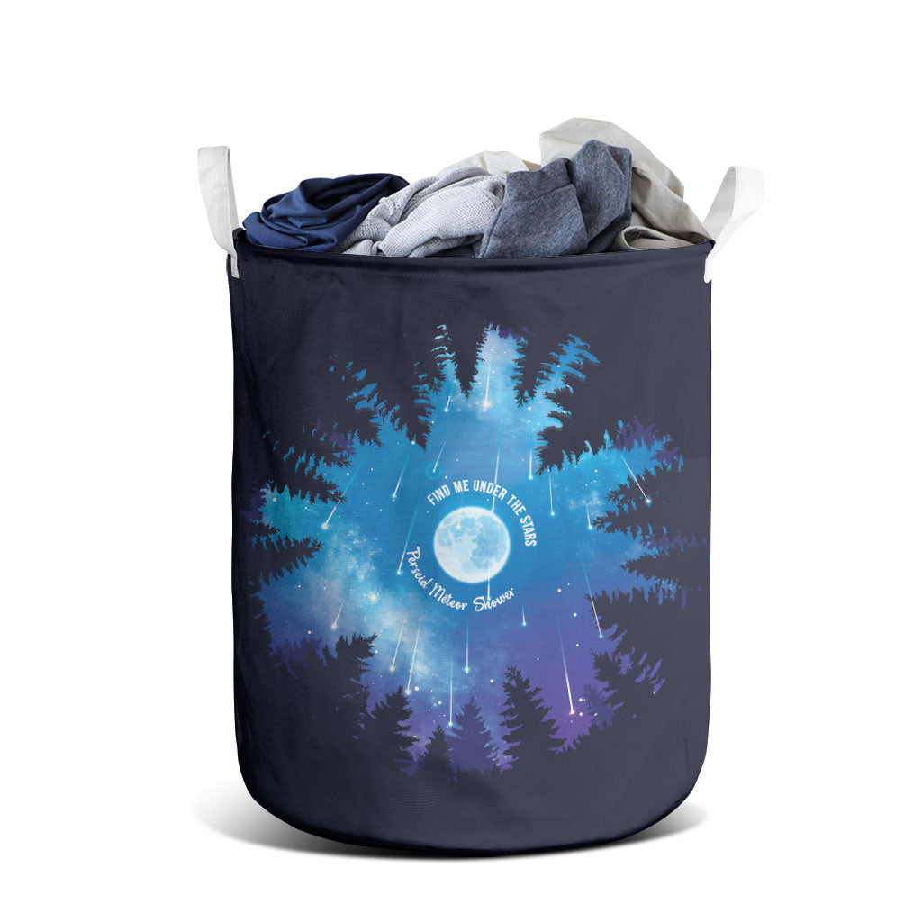 Perseid Meteor Shower Laundry Basket Starry Sky Above The Trees