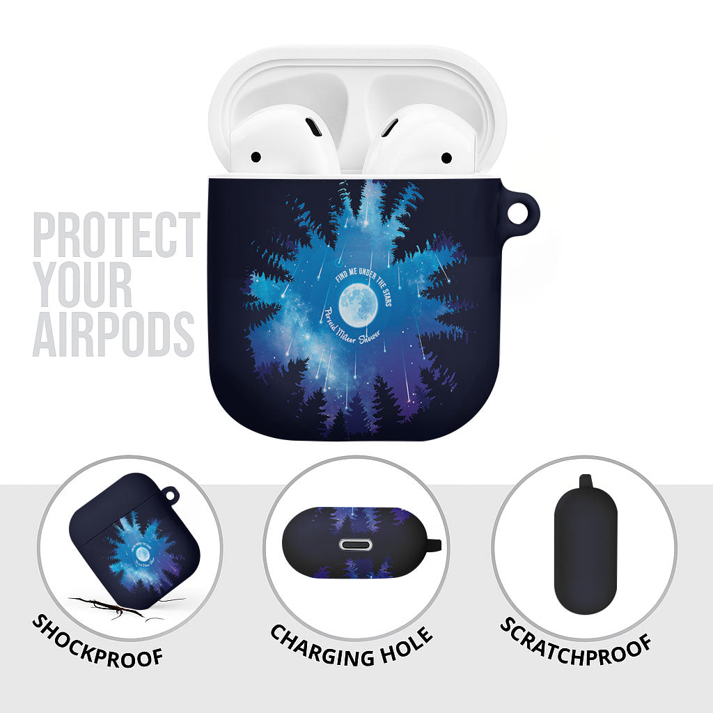 Perseid Meteor Shower AirPods Case Starry Sky Above The Trees