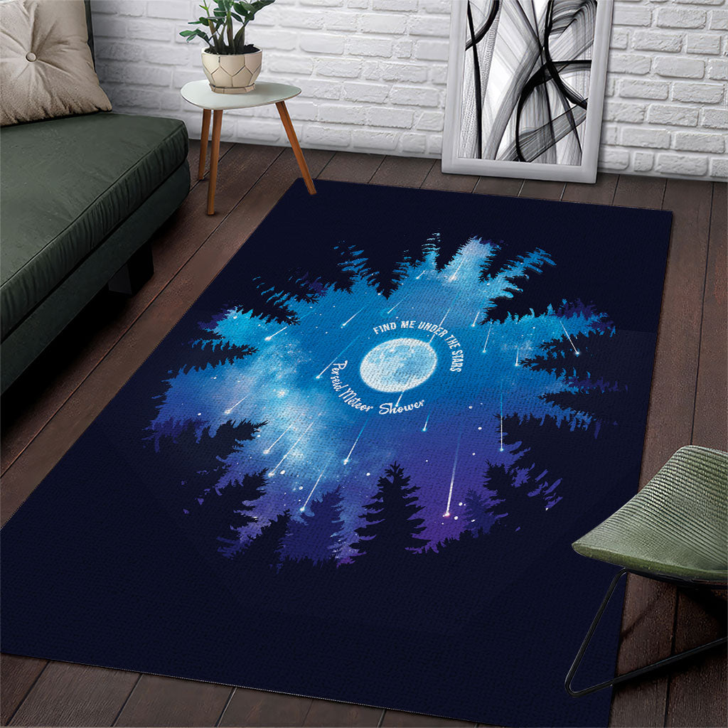 Perseid Meteor Shower Area Rug Starry Sky Above The Trees