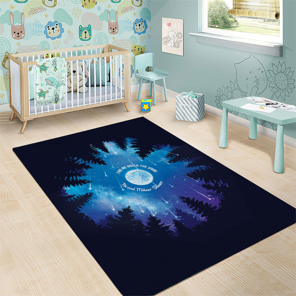 Perseid Meteor Shower Area Rug Starry Sky Above The Trees