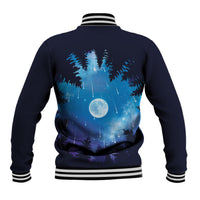 Perseid Meteor Shower Baseball Jacket Starry Sky Above The Trees