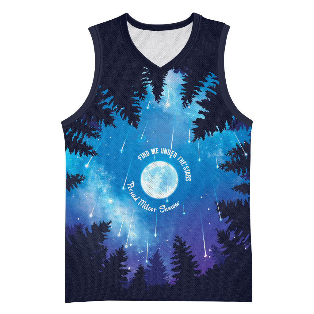 Perseid Meteor Shower Basketball Jersey Starry Sky Above The Trees