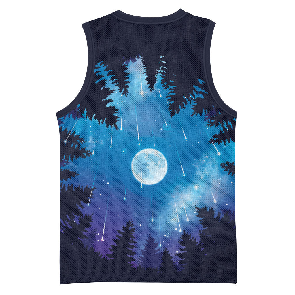 Perseid Meteor Shower Basketball Jersey Starry Sky Above The Trees