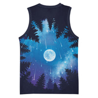 Perseid Meteor Shower Basketball Jersey Starry Sky Above The Trees