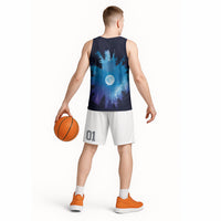 Perseid Meteor Shower Basketball Jersey Starry Sky Above The Trees