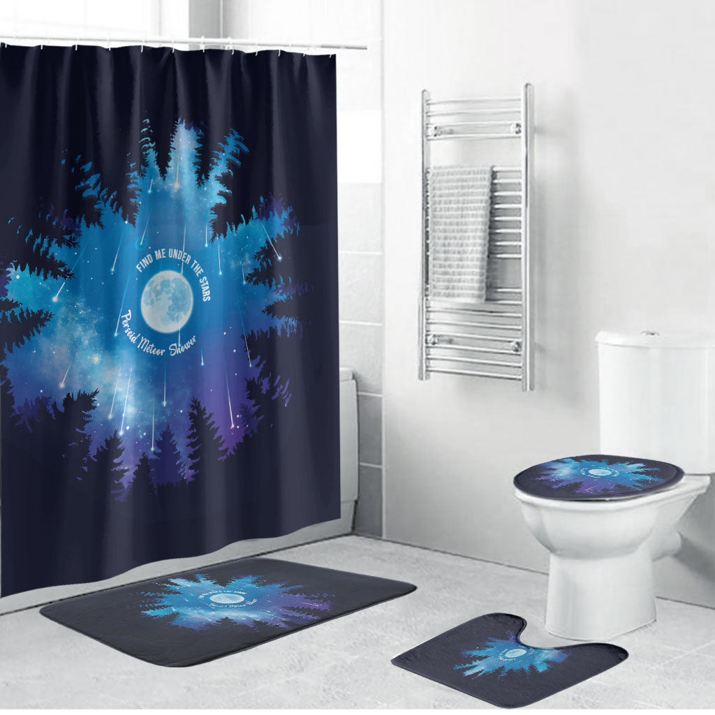 Perseid Meteor Shower Bathroom Set Starry Sky Above The Trees