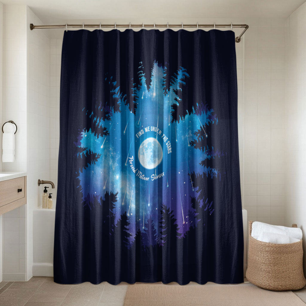 Perseid Meteor Shower Bathroom Set Starry Sky Above The Trees