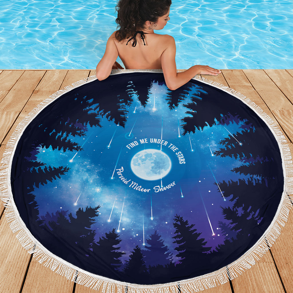 Perseid Meteor Shower Beach Blanket Starry Sky Above The Trees