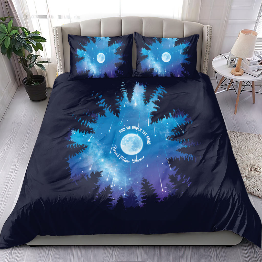 Perseid Meteor Shower Bedding Set Starry Sky Above The Trees