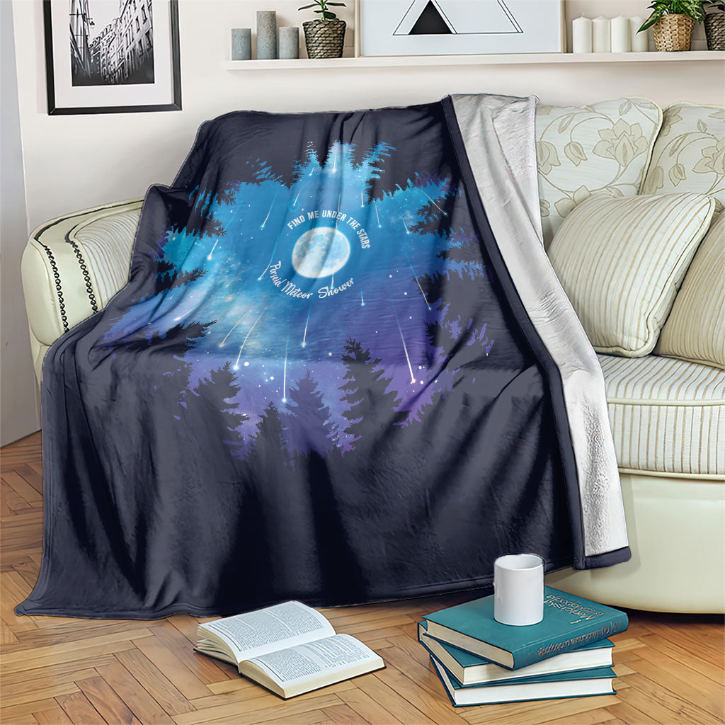 Perseid Meteor Shower Blanket Starry Sky Above The Trees