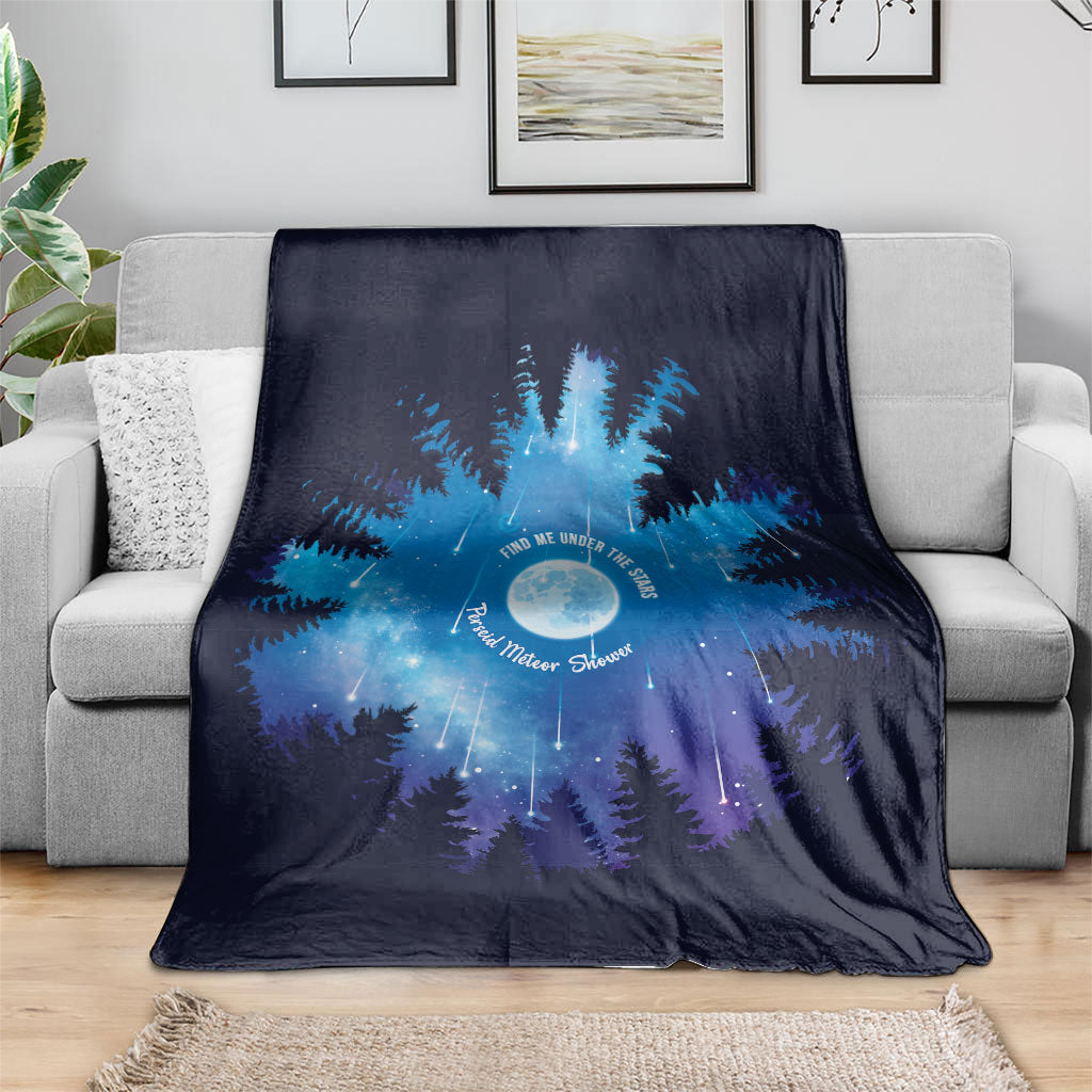 Perseid Meteor Shower Blanket Starry Sky Above The Trees