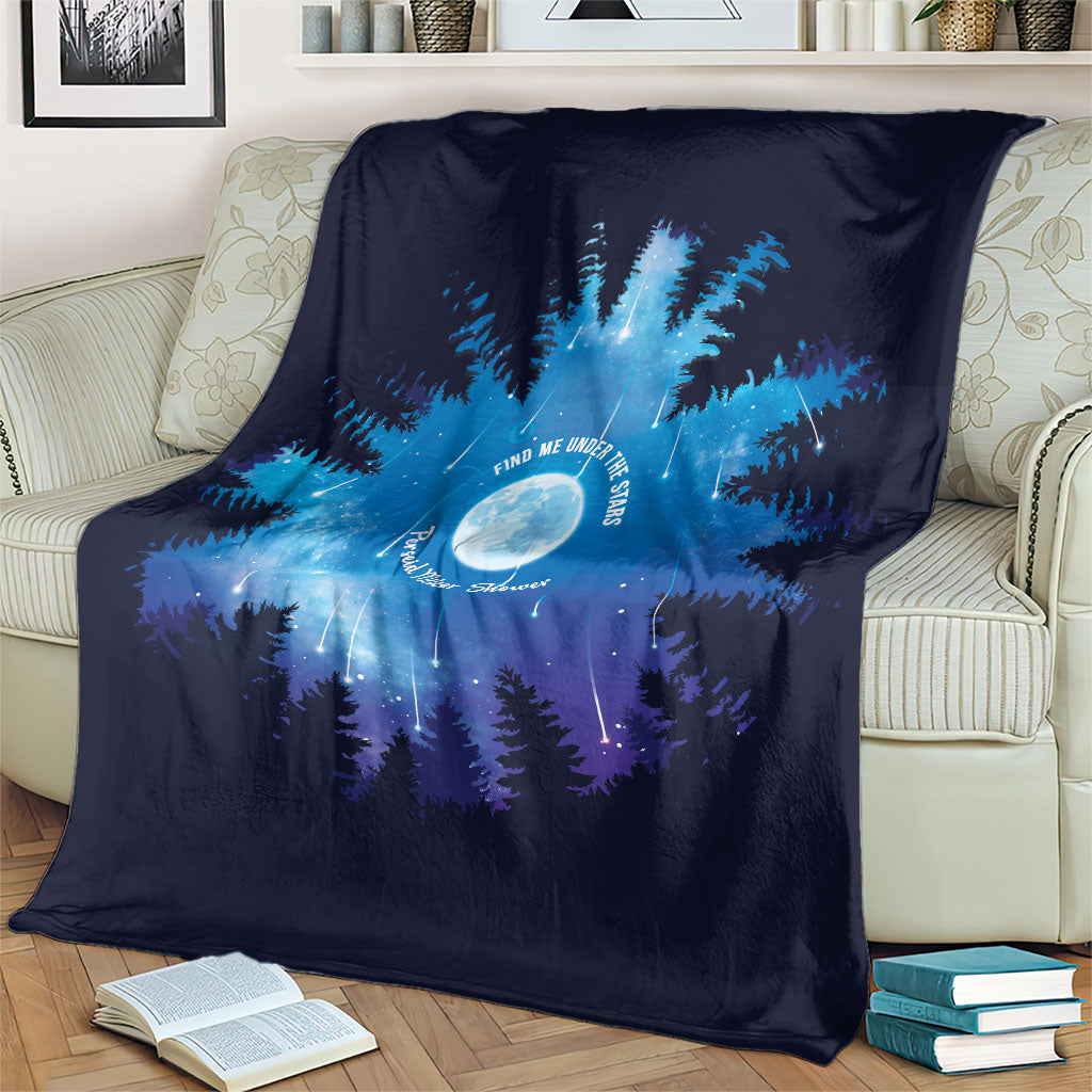 Perseid Meteor Shower Blanket Starry Sky Above The Trees