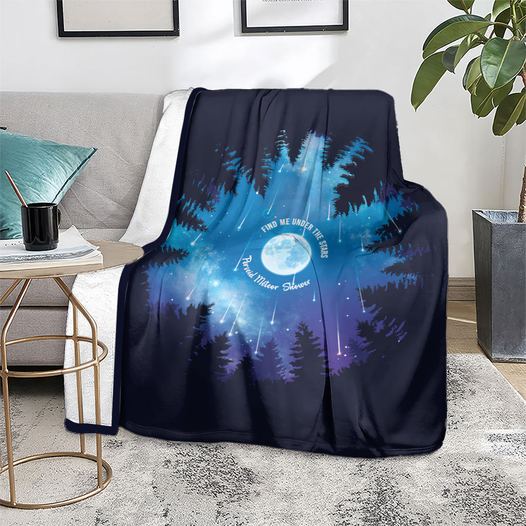Perseid Meteor Shower Blanket Starry Sky Above The Trees