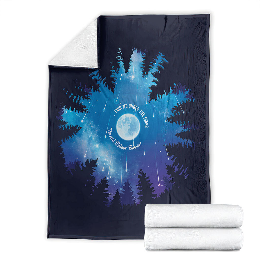 Perseid Meteor Shower Blanket Starry Sky Above The Trees
