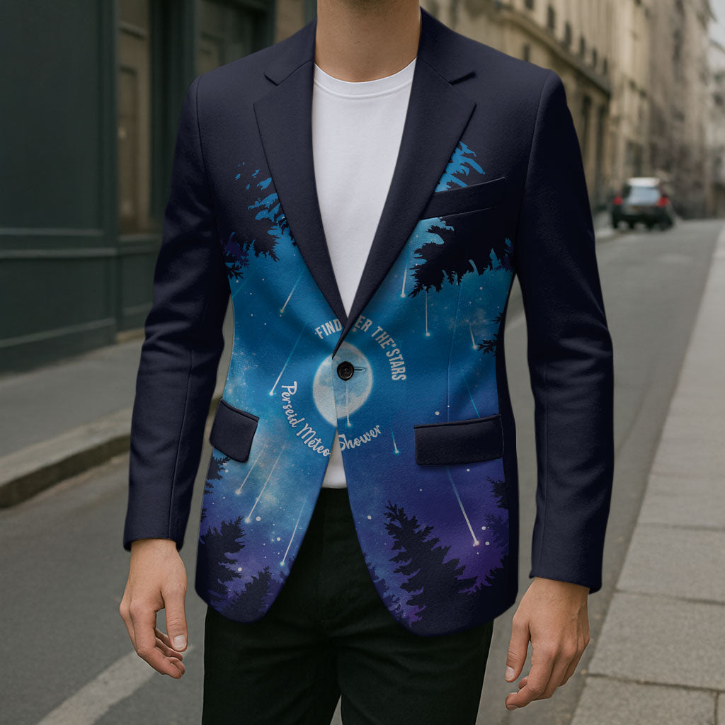 Perseid Meteor Shower Blazer Starry Sky Above The Trees