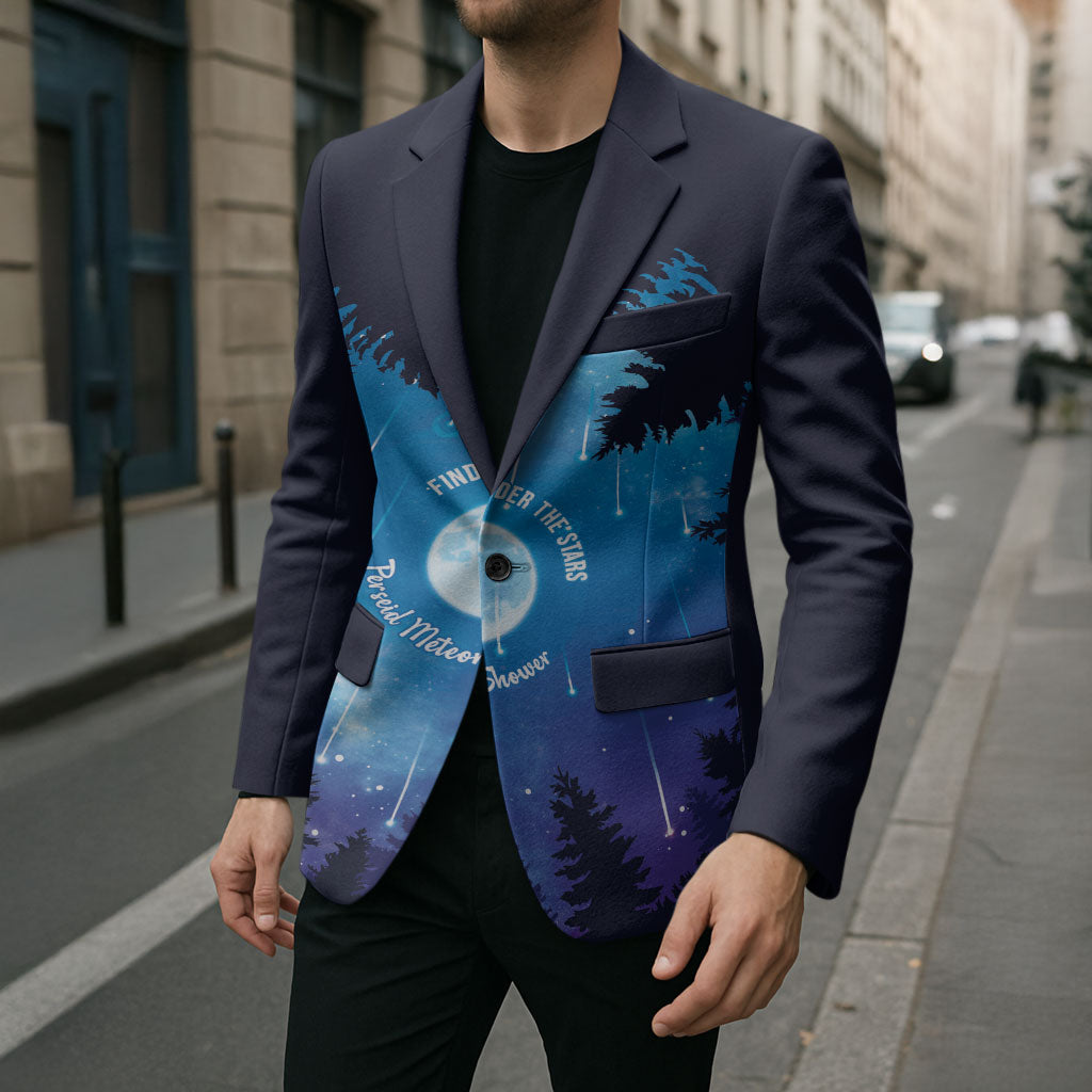 Perseid Meteor Shower Blazer Starry Sky Above The Trees