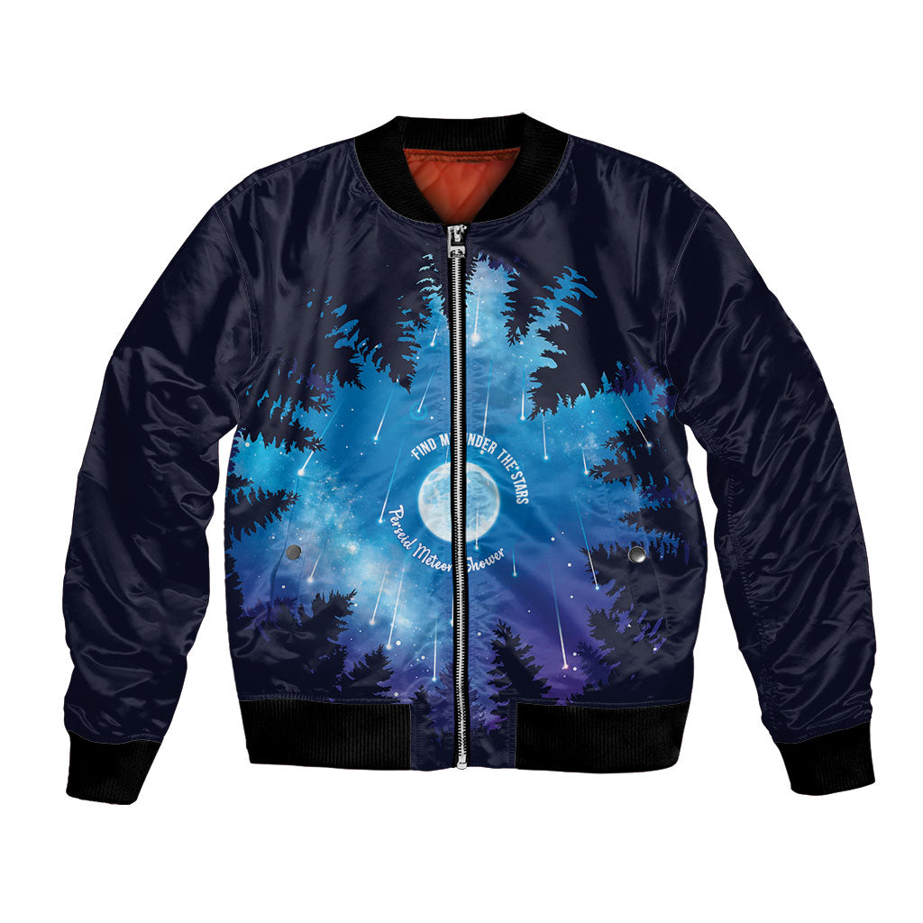 Perseid Meteor Shower Bomber Jacket Starry Sky Above The Trees