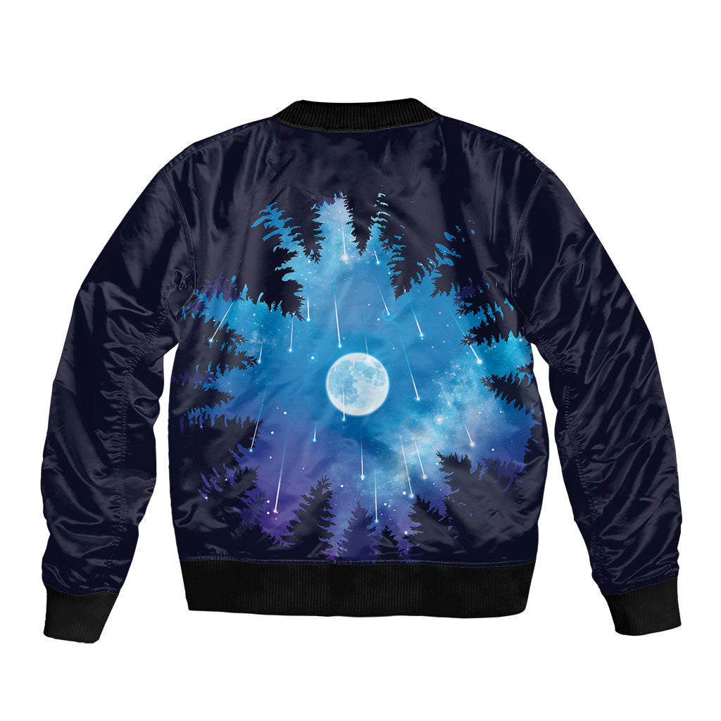 Perseid Meteor Shower Bomber Jacket Starry Sky Above The Trees