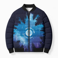 Perseid Meteor Shower Bomber Puffer Jacket Starry Sky Above The Trees