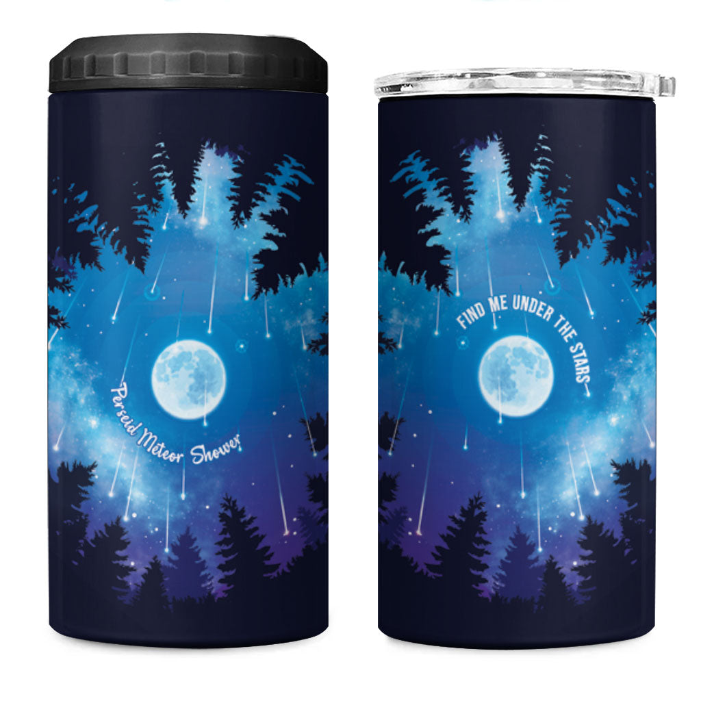 Perseid Meteor Shower 4 in 1 Can Cooler Tumbler Starry Sky Above The Trees