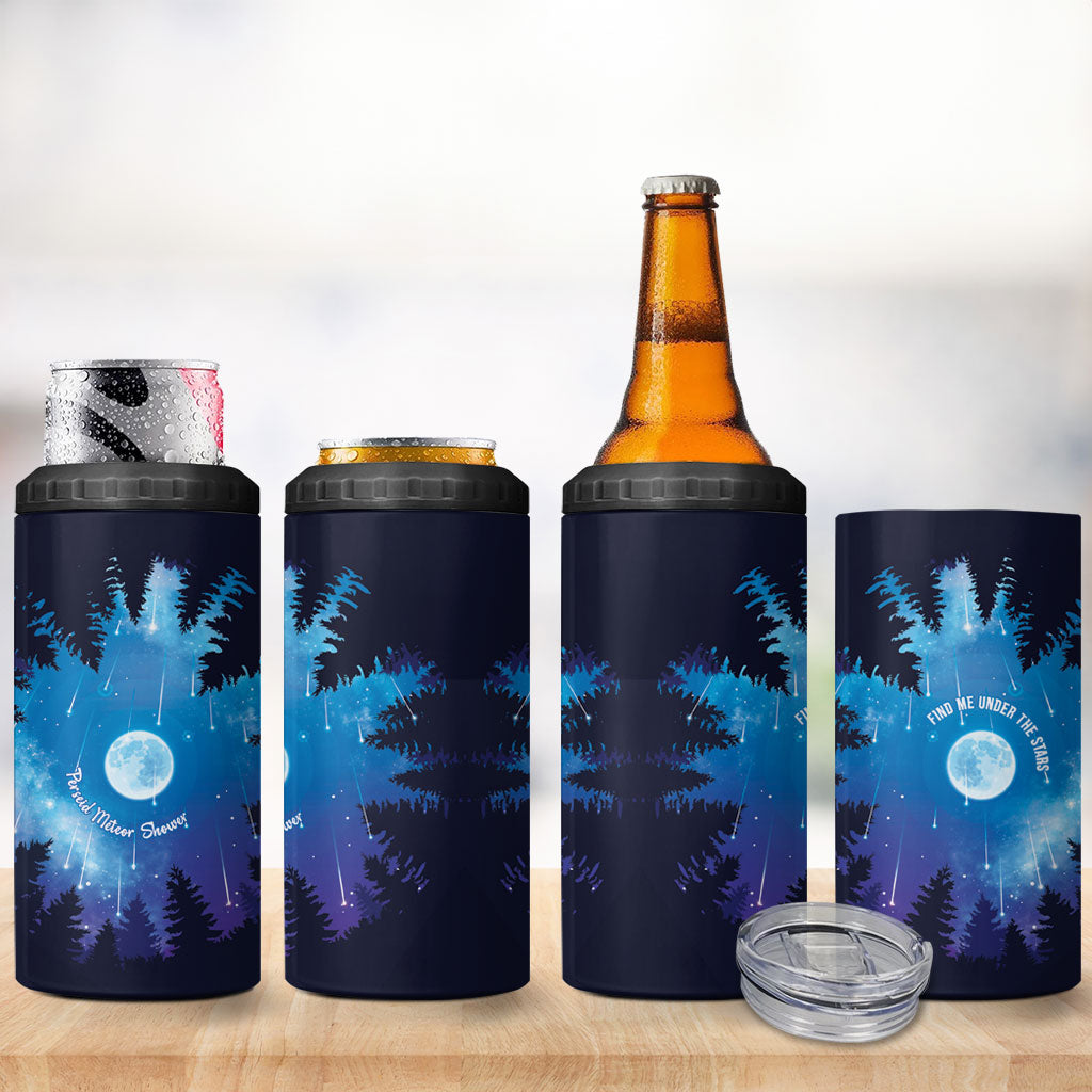 Perseid Meteor Shower 4 in 1 Can Cooler Tumbler Starry Sky Above The Trees