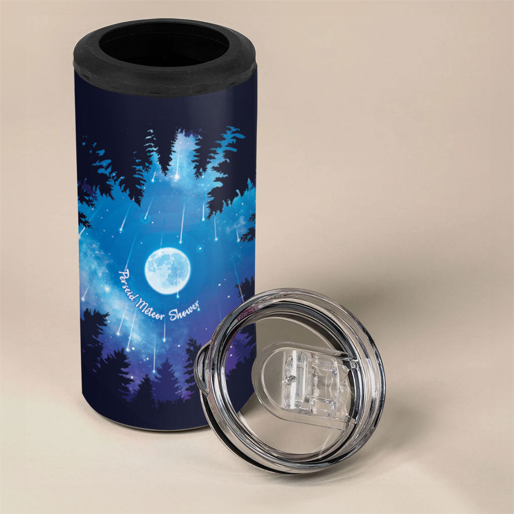 Perseid Meteor Shower 4 in 1 Can Cooler Tumbler Starry Sky Above The Trees