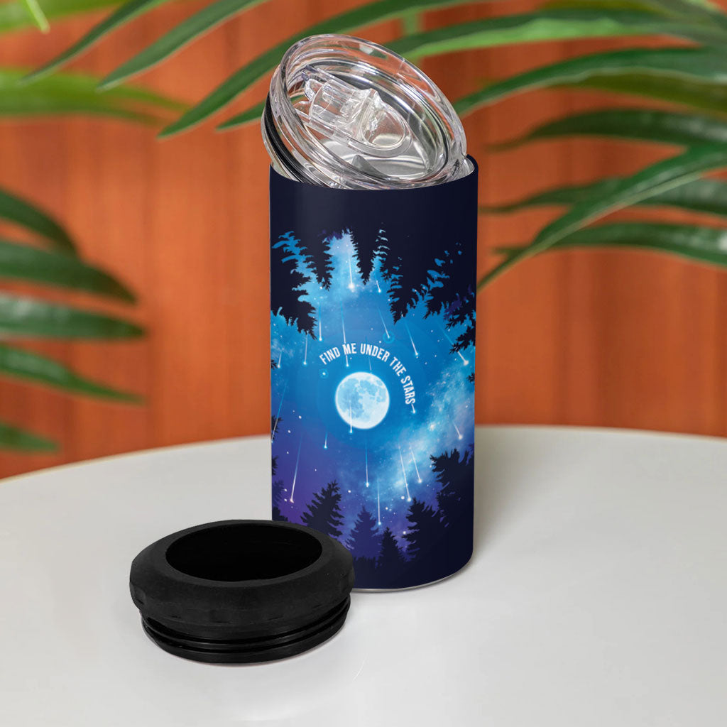 Perseid Meteor Shower 4 in 1 Can Cooler Tumbler Starry Sky Above The Trees