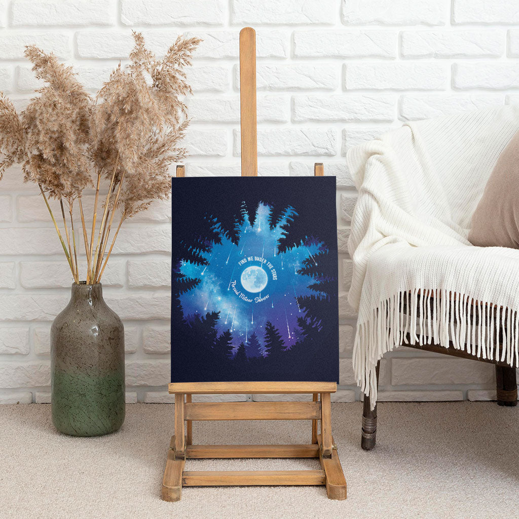 Perseid Meteor Shower Canvas Wall Art Starry Sky Above The Trees