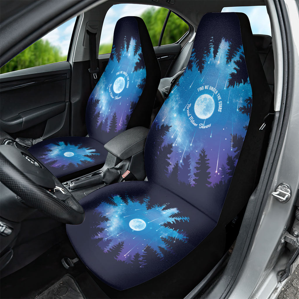 Perseid Meteor Shower Car Seat Cover Starry Sky Above The Trees