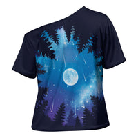 Perseid Meteor Shower Cross Shoulder Shirt Starry Sky Above The Trees
