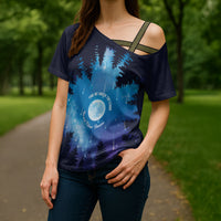 Perseid Meteor Shower Cross Shoulder Shirt Starry Sky Above The Trees