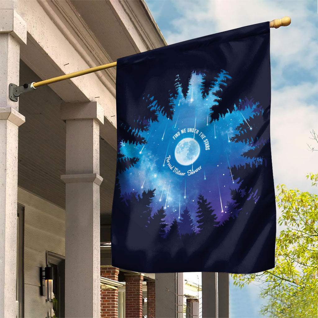 Perseid Meteor Shower Garden Flag Starry Sky Above The Trees