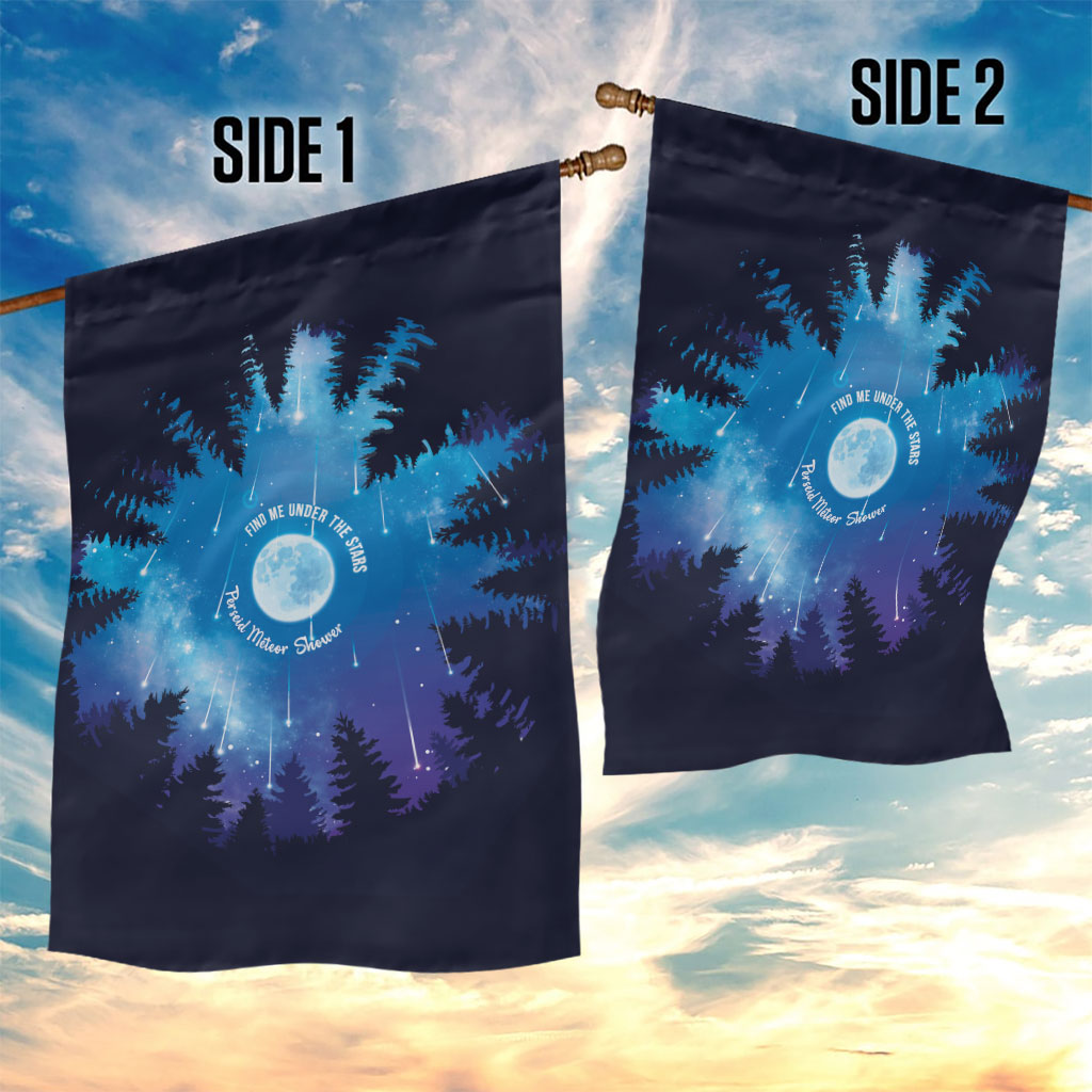 Perseid Meteor Shower Garden Flag Starry Sky Above The Trees