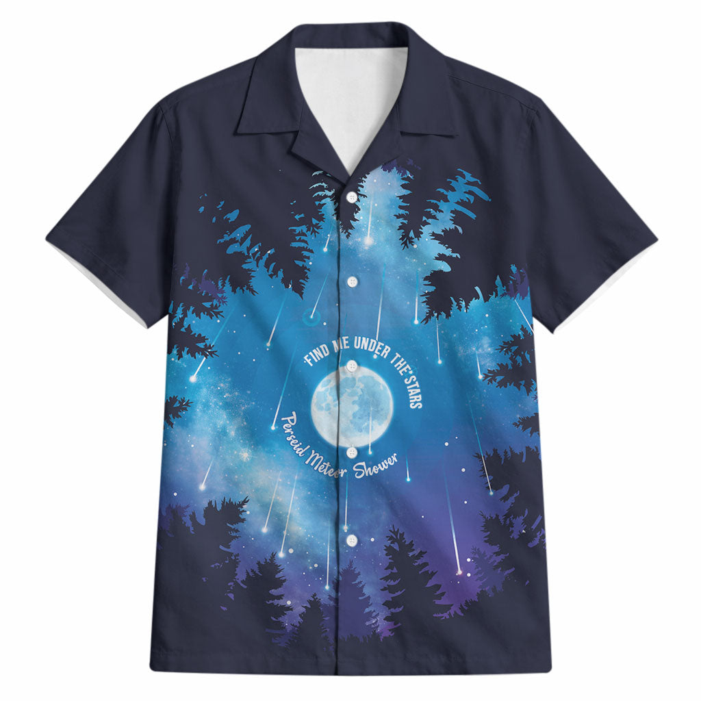 Perseid Meteor Shower Hawaiian Shirt Starry Sky Above The Trees