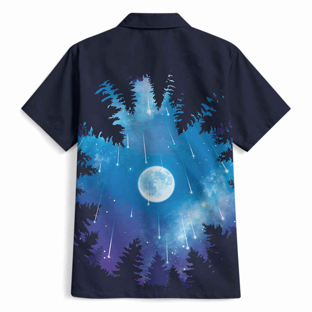 Perseid Meteor Shower Hawaiian Shirt Starry Sky Above The Trees
