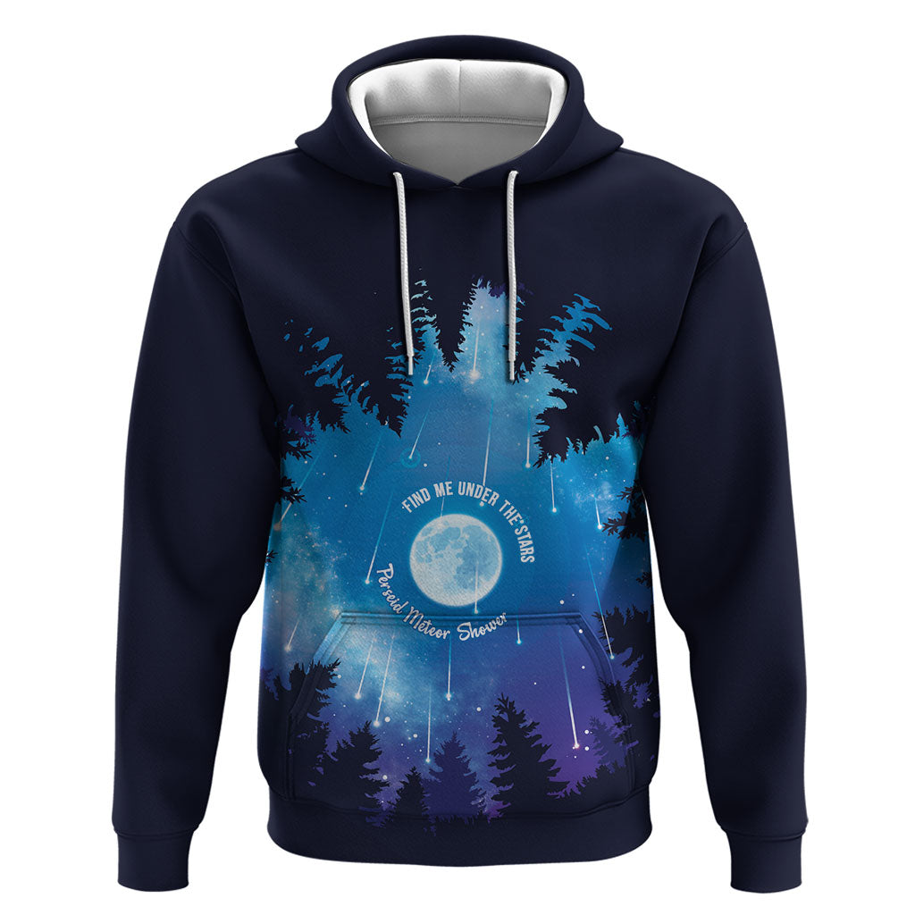 Perseid Meteor Shower Hoodie Starry Sky Above The Trees